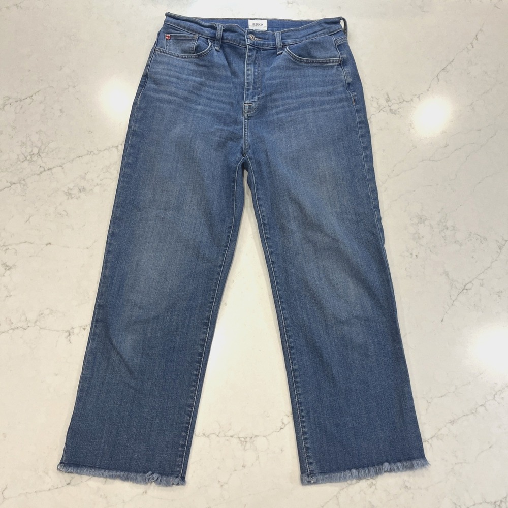 Hudson NOA Womens Straight Frayed Raw Hem Ankle Crop Jeans‎ Size 29 Stretch EUC